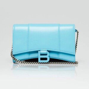 Balenciaga Azur Calfskin Leather Hourglass Chain Crossbody Bag